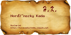 Horánszky Kada névjegykártya